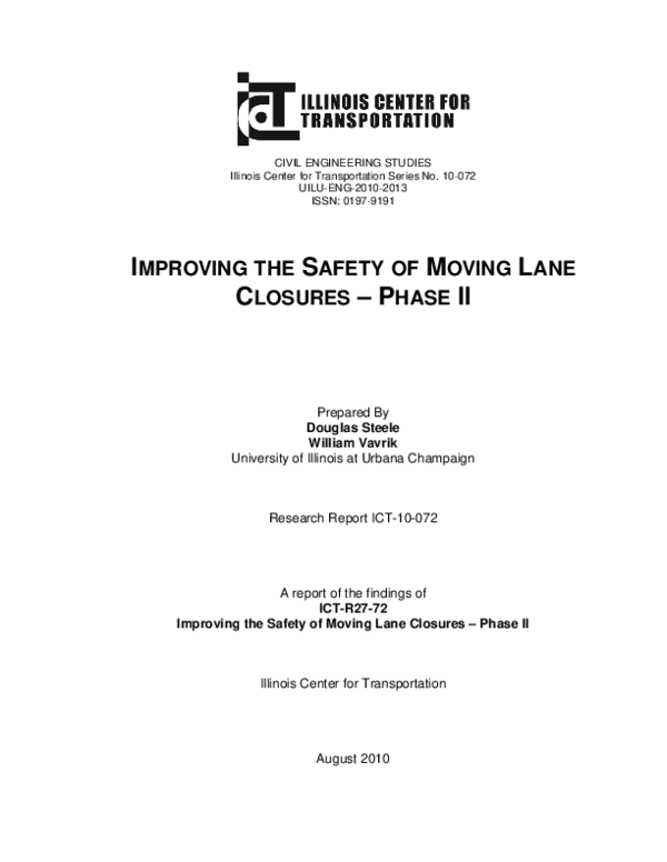 (PDF) Improving the safety of moving lane closures: phase II