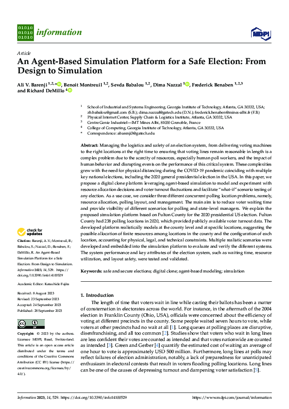 (PDF) An Agent-Based Simulation Platform for a Safe Election: From ...