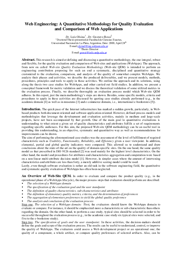 (PDF) Web Engineering: A Quantitative Methodology for Quality ...