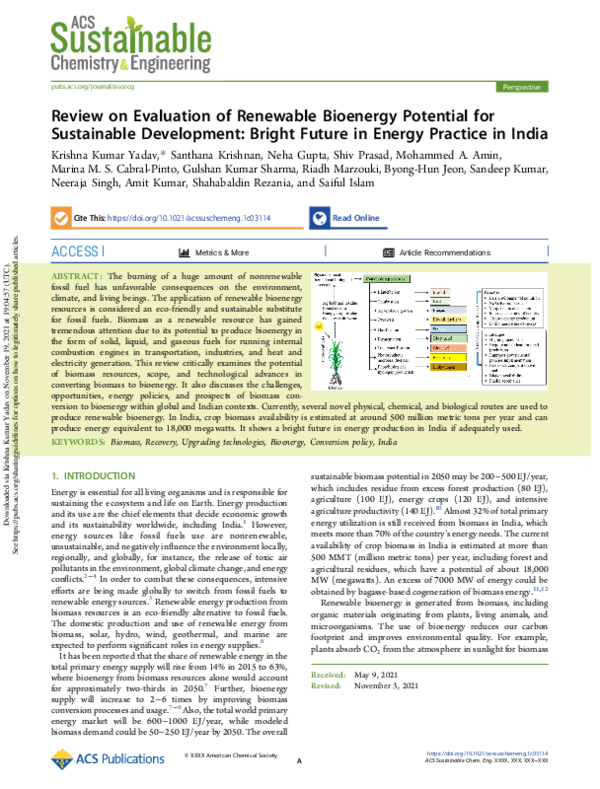 (PDF) Review on Evaluation of Renewable Bioenergy Potential for ...