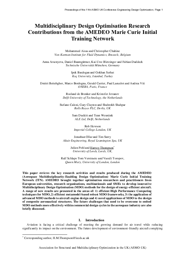 (PDF) Multidisciplinary Design Optimisation Research Contributions from ...