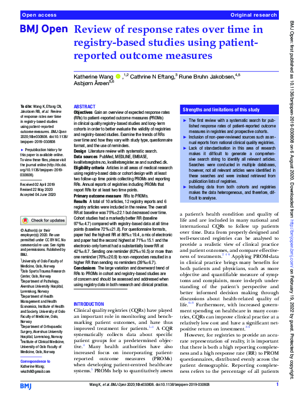 (PDF) Review of response rates over time in registry-based studies ...