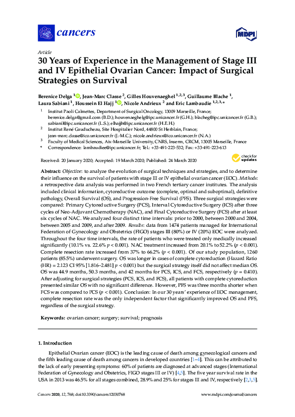 (PDF) 30 Years of Experience in the Management of Stage III and IV ...