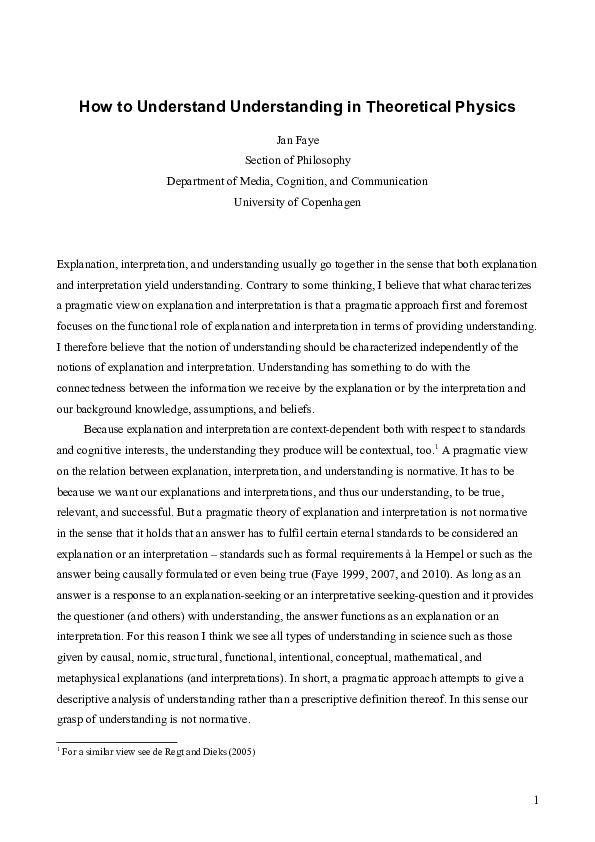 (DOC) How to understand Understanding in Theoretical Physics