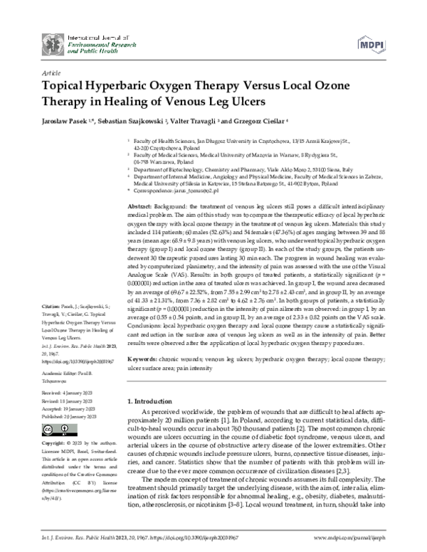 (PDF) Topical Hyperbaric Oxygen Therapy Versus Local Ozone Therapy in ...