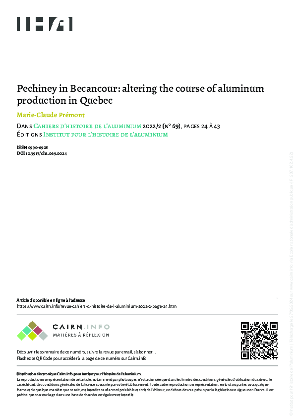 (PDF) Pechiney in Becancour: altering the course of aluminum production ...