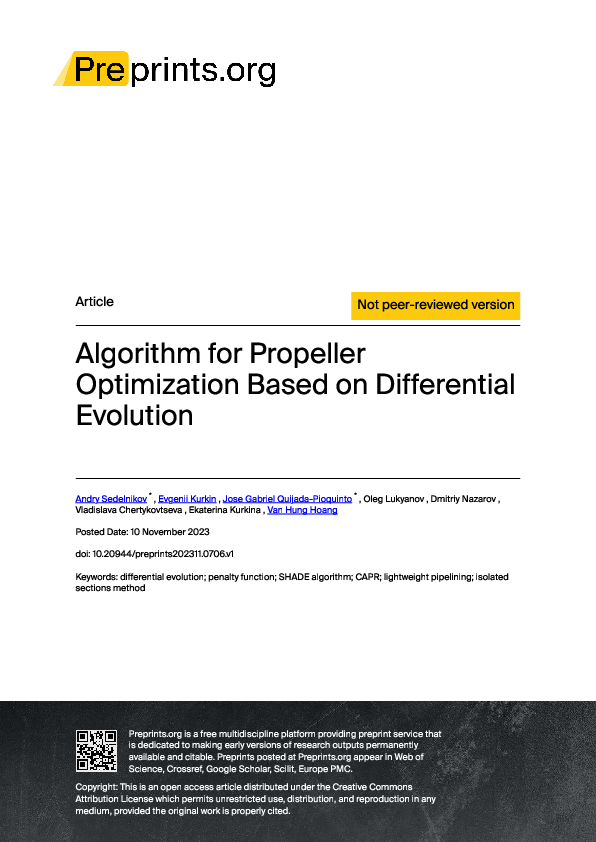 (PDF) Algorithm for Propeller Optimization Based on Differential Evolution