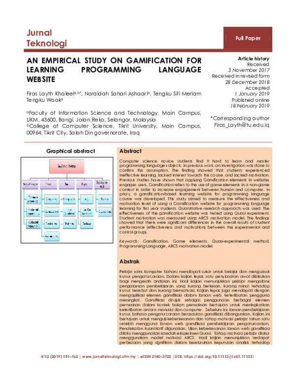 (PDF) An Empirical Study on Gamification for Learning Programming ...