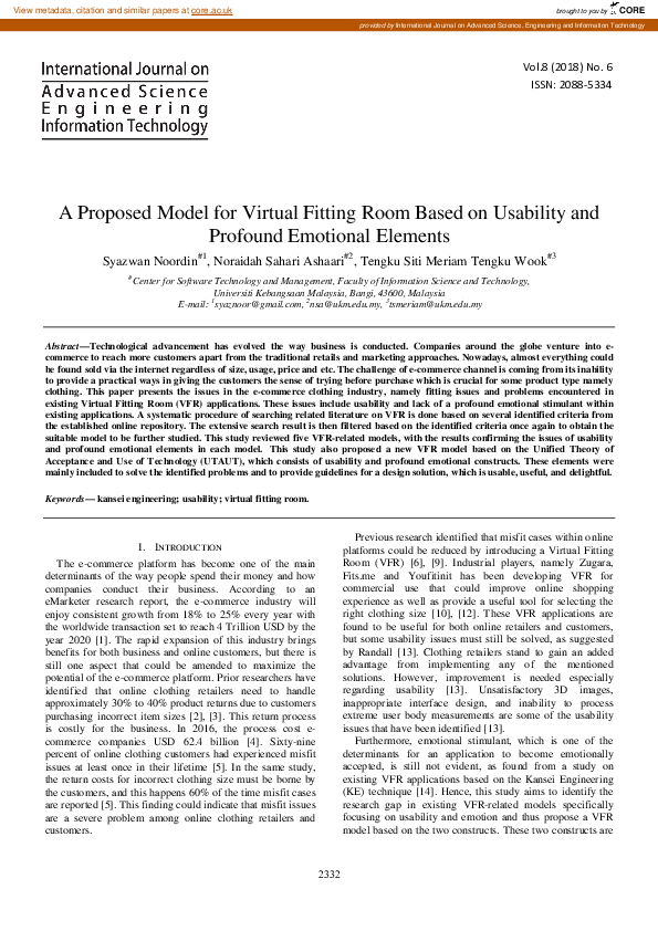 (PDF) A Proposed Model for Virtual Fitting Room Based on Usability and ...