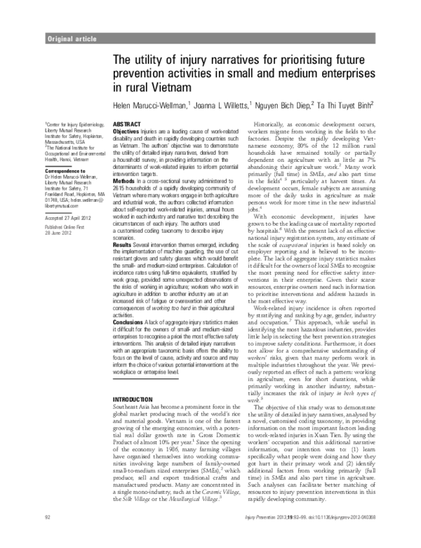 (PDF) The utility of injury narratives for prioritising future ...