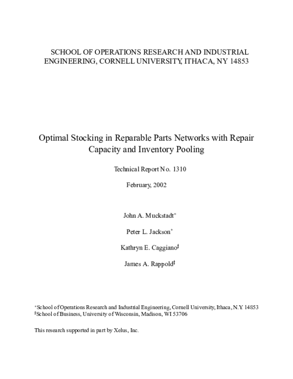 (PDF) Optimal Stocking in Reparable Parts Networks with Repair Capacity ...