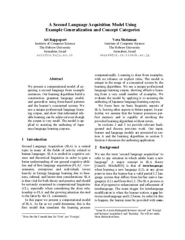 (PDF) A second language acquisition model using example generalization ...