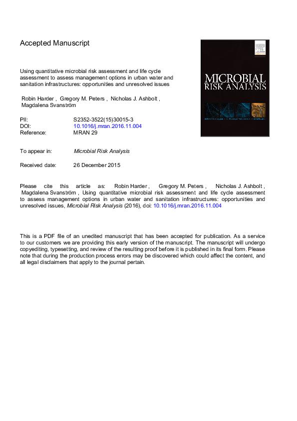 (PDF) Using Quantitative Microbial Risk Assessment (Qmra) for Safe ...