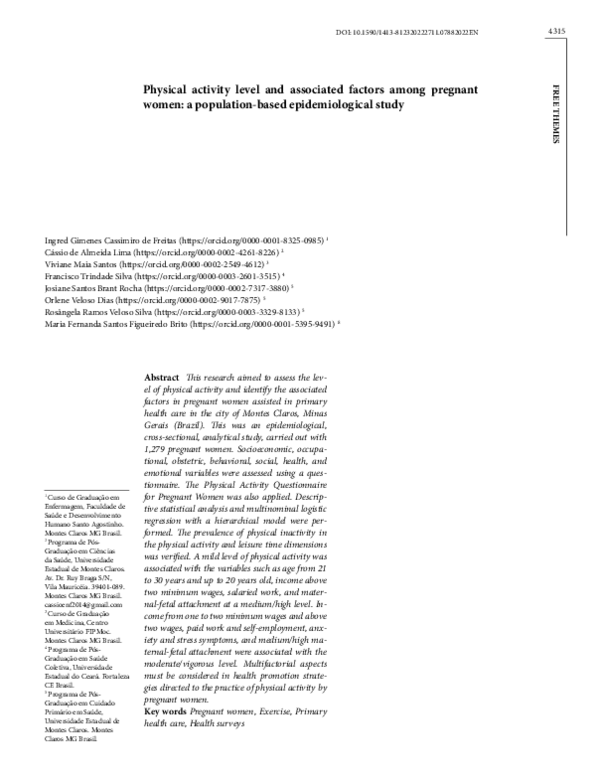 (PDF) Physical activity level and associated factors among pregnant ...