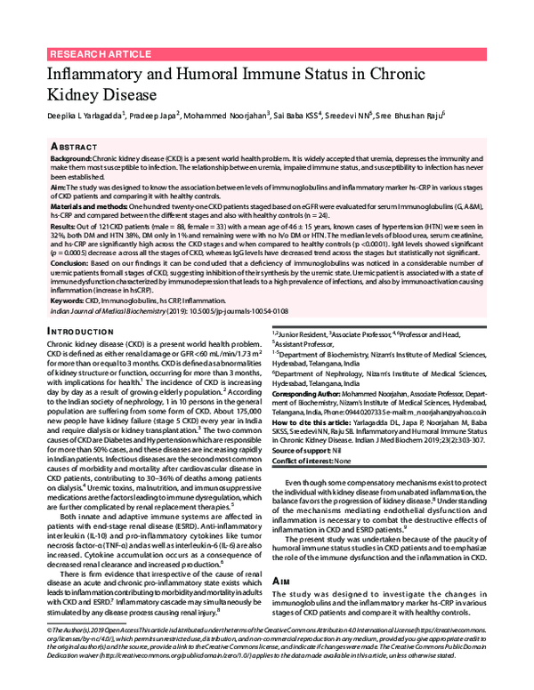 (PDF) Inflammatory and Humoral Immune Status in Chronic Kidney Disease