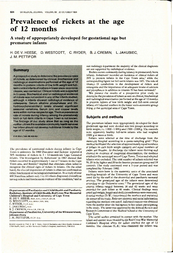 (PDF) Prevalence of rickets at the age of 12 months. A study of ...
