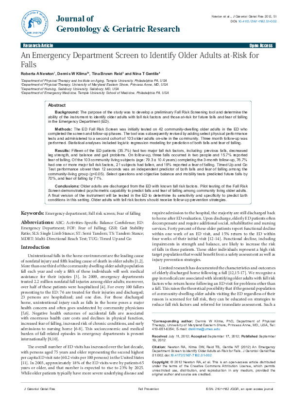 (PDF) An Emergency Department Screen to Identify Older Adults at-Risk ...