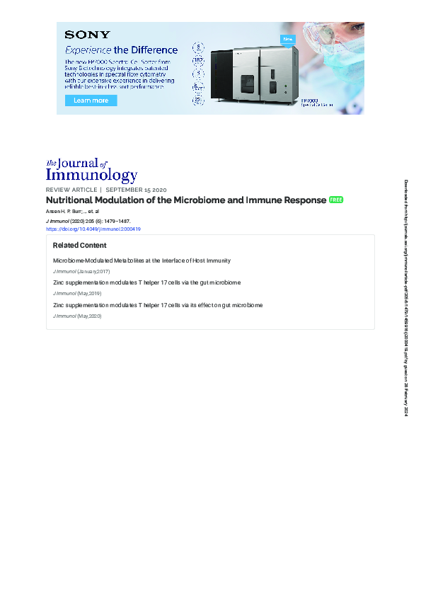 (PDF) Nutritional Modulation of the Microbiome and Immune Response