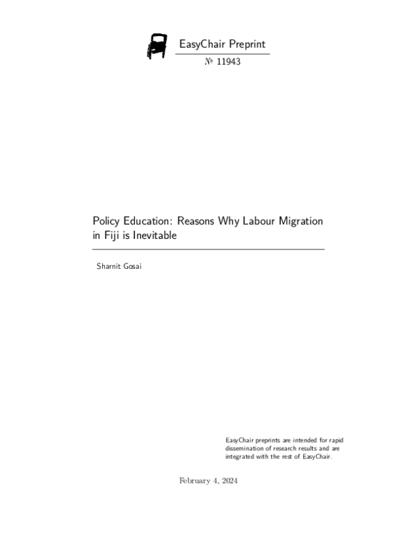 (PDF) Policy Education: Reasons why Labour Migration in Fiji is Inevitable