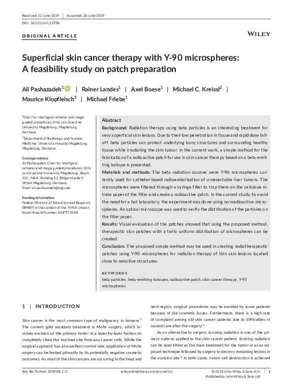 (PDF) Superficial skin cancer therapy with Y‐90 microspheres: A ...
