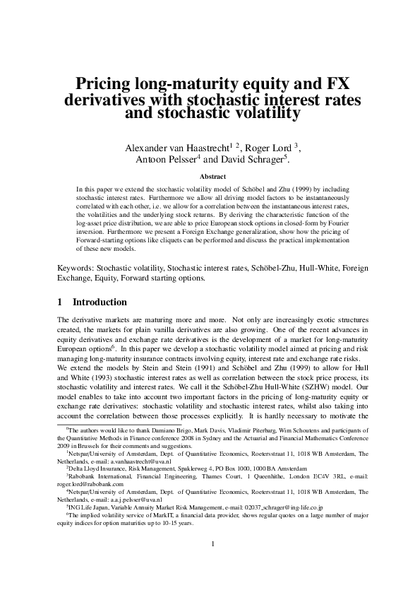 (PDF) Pricing Long-Maturity Equity and FX Derivatives with Stochastic ...