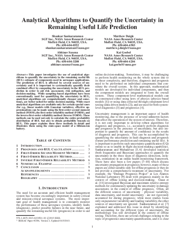 (PDF) Analytical algorithms to quantify the uncertainty in remaining ...