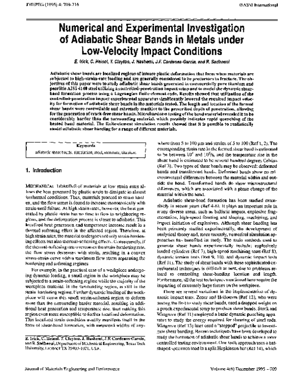 (PDF) Numerical and Experimental Investigation of Adiabatic Shear Bands ...