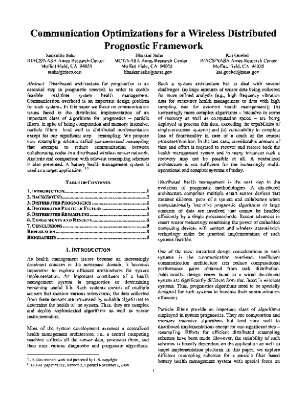 (PDF) Communication optimizations for a wireless distributed prognostic ...