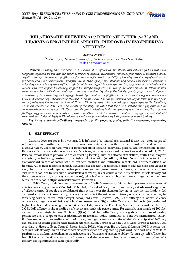 (DOC) RELATIONSHIP BETWEEN ACADEMIC SELF-EFFICACY AND LEARNING ENGLISH ...