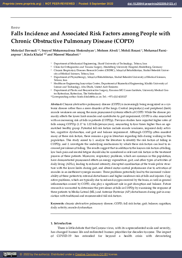 (PDF) Falls Incidence and Associated Risk Factors among People with ...