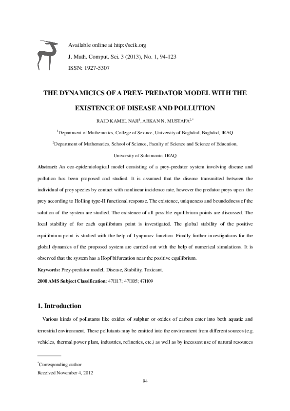 (PDF) The dynamicics of a prey-predator model with the existence of ...
