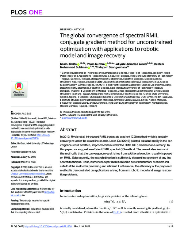 (PDF) The global convergence of spectral RMIL conjugate gradient method ...