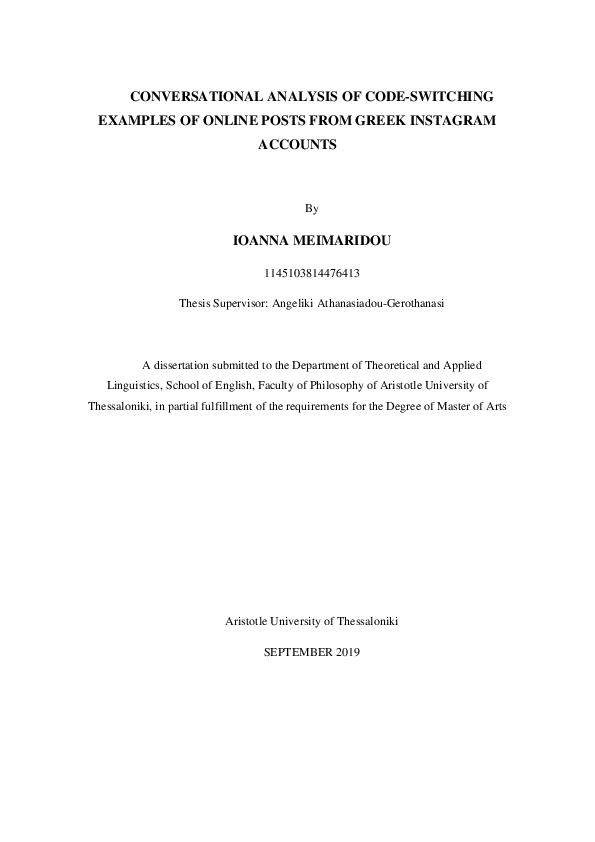 (PDF) CONVERSATIONAL ANALYSIS OF CODE-SWITCHING EXAMPLES OF ONLINE ...