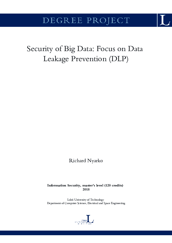 (PDF) Security of Big Data: Focus on Data Leakage Prevention (DLP)
