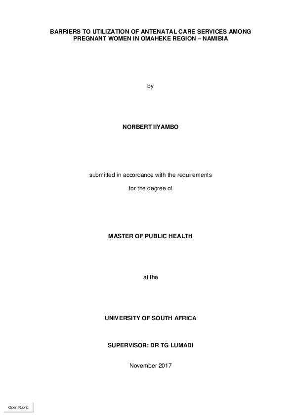 (PDF) Barriers to utilization of antenatal care services among pregnant ...