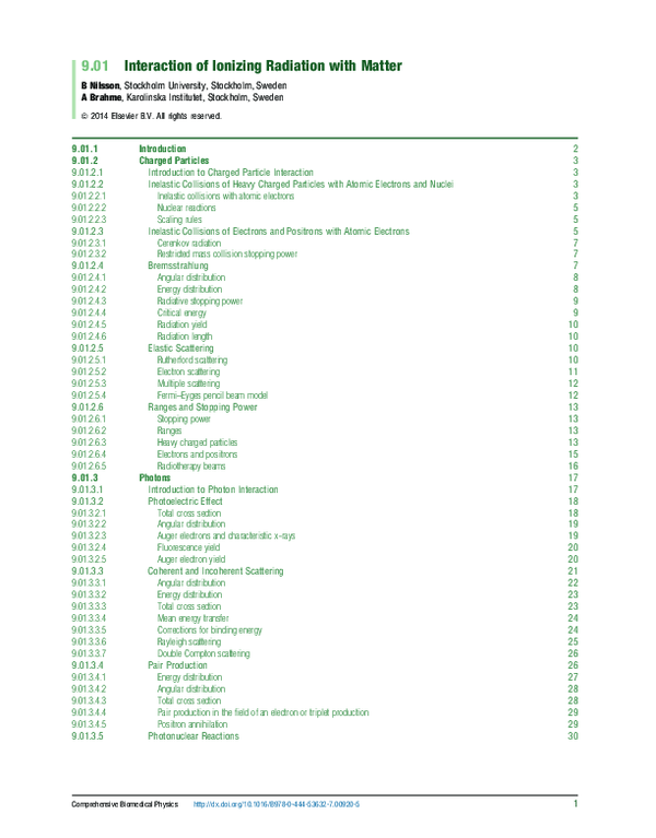 (PDF) Interaction of Ionizing Radiation with Matter