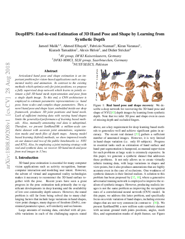 (PDF) DeepHPS: End-to-end Estimation of 3D Hand Pose and Shape by ...