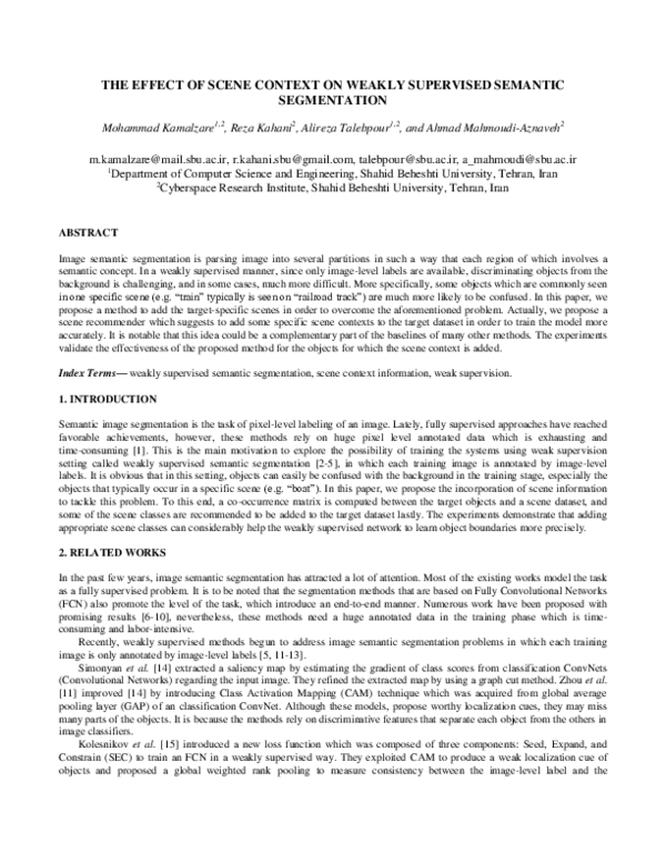 (PDF) The effect of scene context on weakly supervised semantic ...