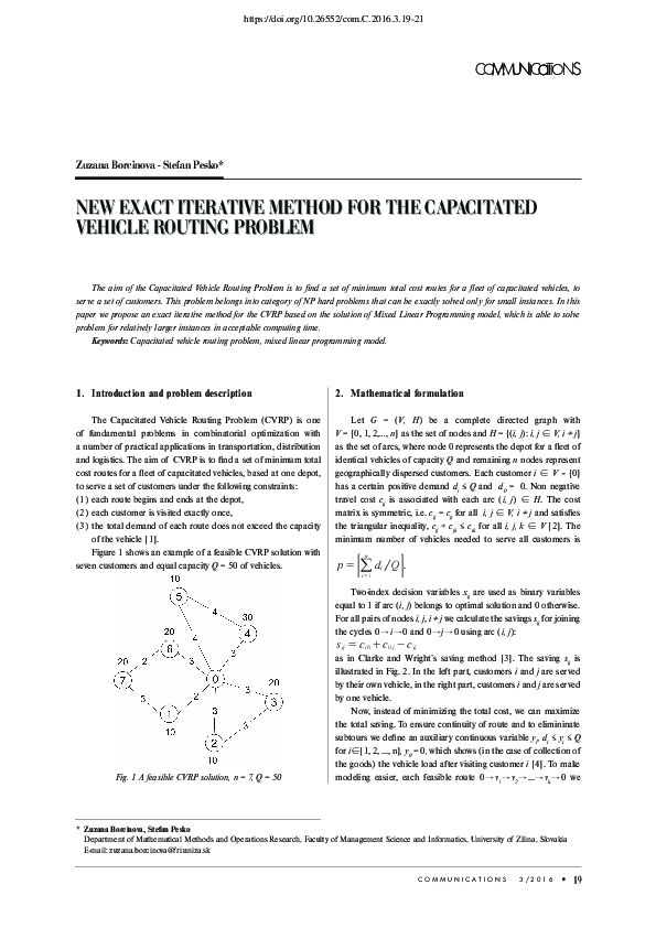 (PDF) New Exact Iterative Method for the Capacitated Vehicle Routing ...