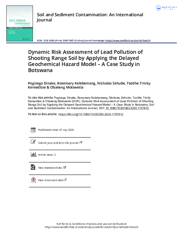 (PDF) Dynamic Risk Assessment of Lead Pollution of Shooting Range Soil ...