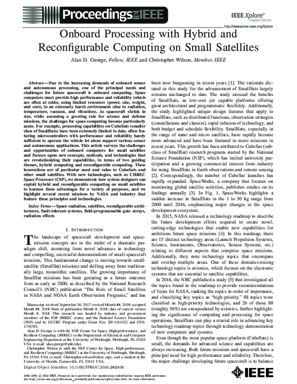 (PDF) Onboard Processing With Hybrid and Reconfigurable Computing on ...