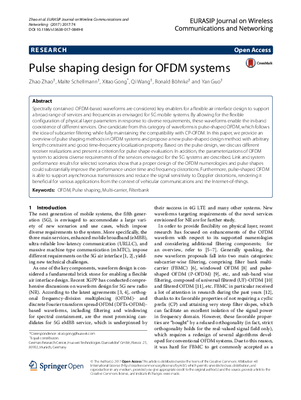 (PDF) Pulse Shaping Design for OFDM Systems