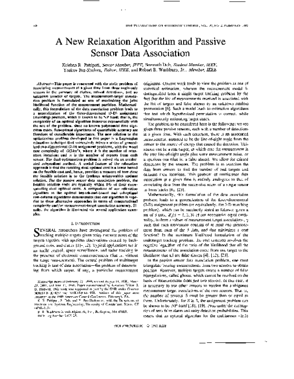 (PDF) A new relaxation algorithm and passive sensor data association