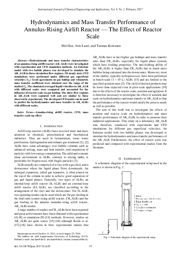 (PDF) Hydrodynamics and Mass Transfer Performance of Annulus-Rising ...