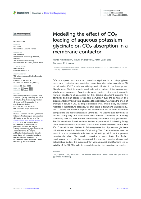 (PDF) Modelling the effect of CO2 loading of aqueous potassium ...