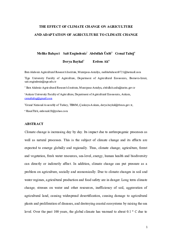 (DOC) THE EFFECT OF CLIMATE CHANGE ON AGRICULTURE AND ADAPTATION OF ...