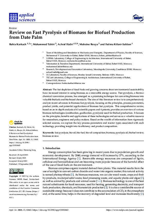 (PDF) Review on Fast Pyrolysis of Biomass for Biofuel Production from ...