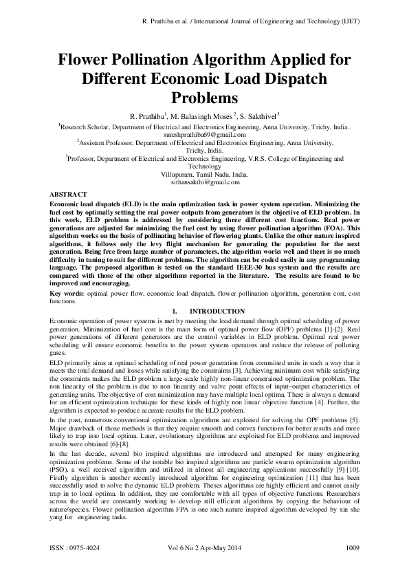 (PDF) Flower Pollination Algorithm Applied for Different Economic Load ...