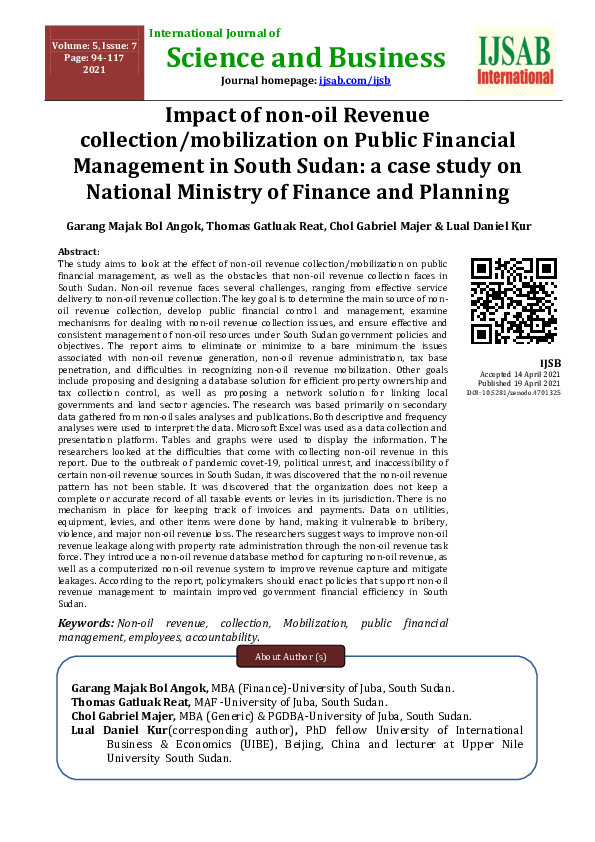 (PDF) Impact of non-oil Revenue collection/mobilization on Public ...