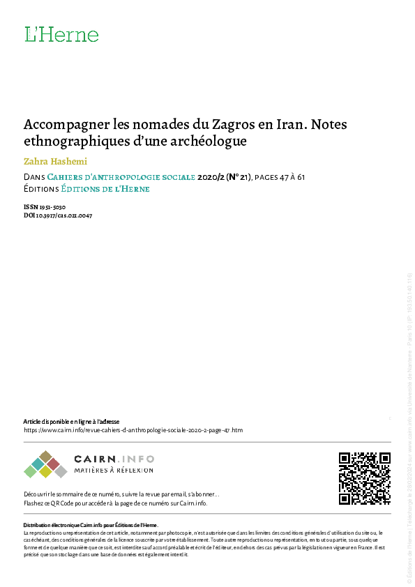(PDF) Zahra Hashemi, 2023, Accompagner les nomades du Zagros en Iran ...